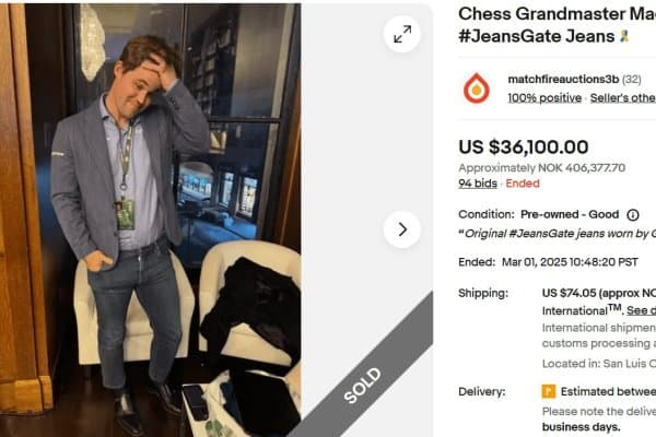 Магнус Карлсеннинг машҳур жинси шими 36 100 долларга сотилди