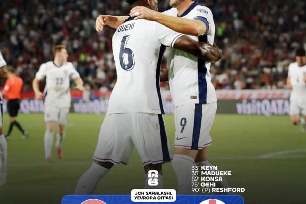 ЖЧ-2026 саралаши. Англия сафарда Сербияни аяб ўтирмади 