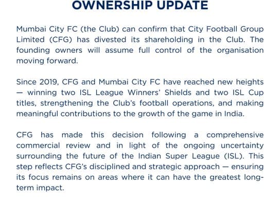 "City Football Group" "Мумбаи Сити"даги улушини сотди