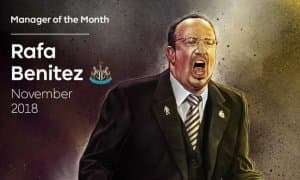 Рафаэль Бенитес АПЛнинг ноябрь ойидаги энг яхши мураббийи деб топилди