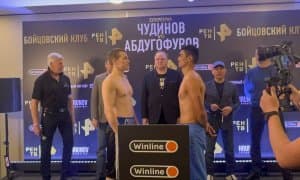 Азизбек Абдуғофуров жиддий жанг олдидан вазн ўлчаш маросимида иштирок этди (видео) 